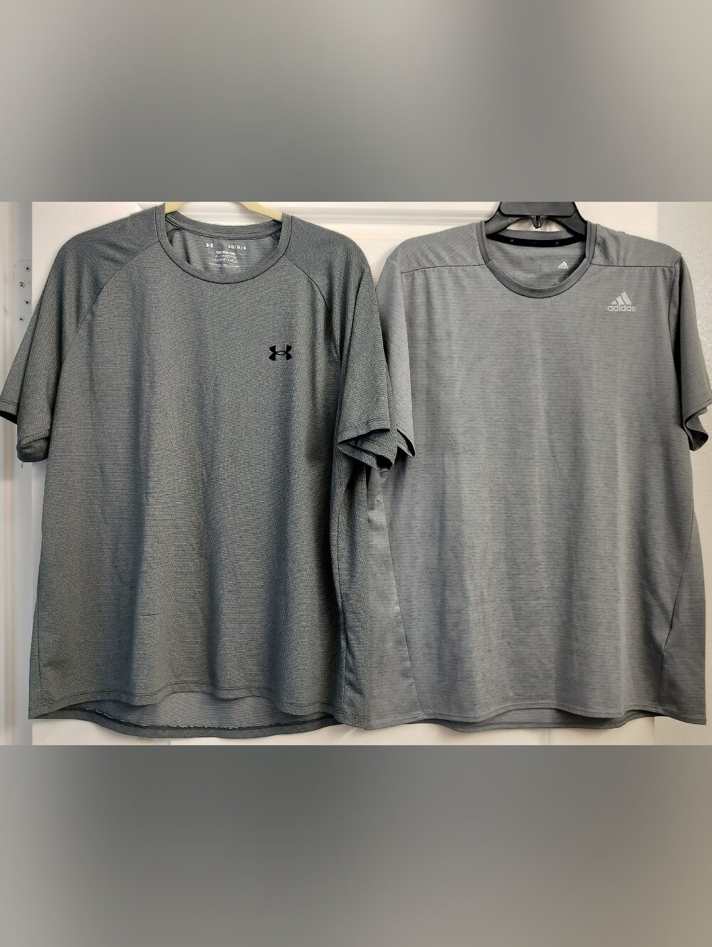 Lot of 2 Men's Performance Tees Gray - Hurley The Tech Tee & Adidas Climalite